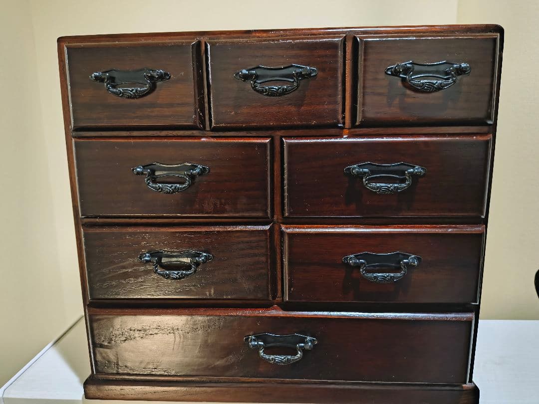 木製小型タンス 8引き出し 赤内装