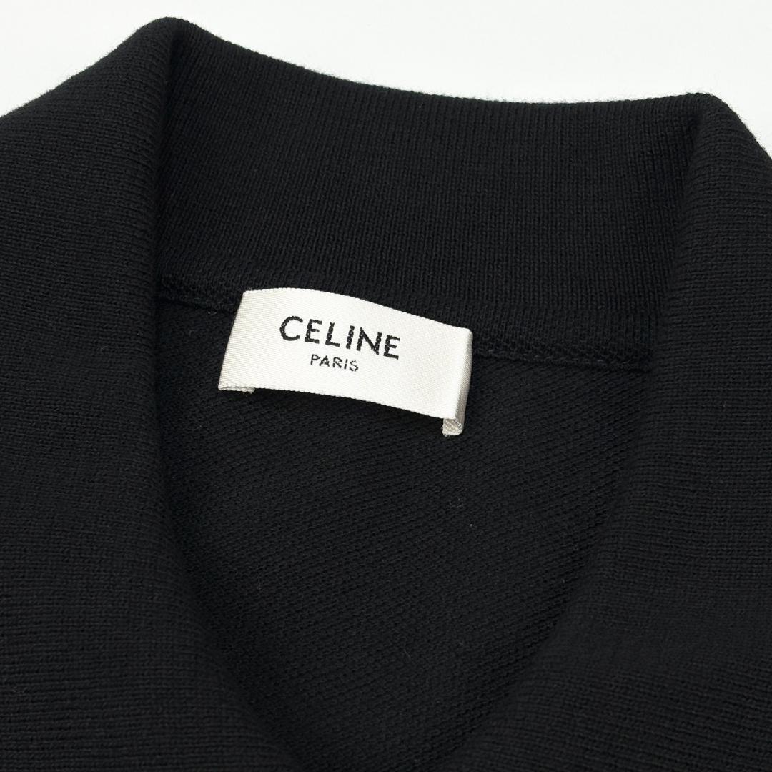 極美品 CELINE 23SS トリオンフ クロップド ポロシャツ コットンピケ