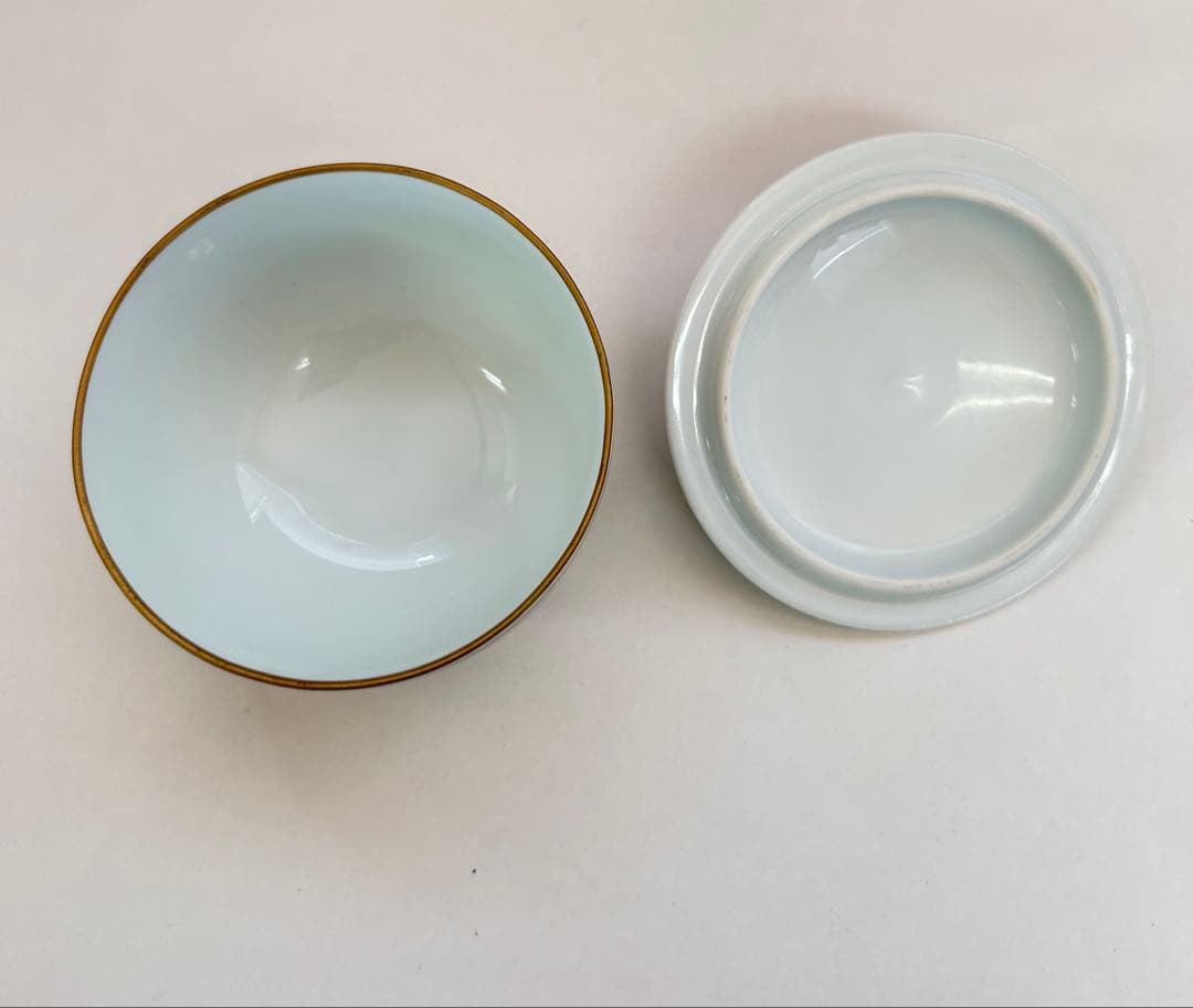 J516 新品未使用　深川製磁　梅菊地紋　汲出揃 宮内庁御用達