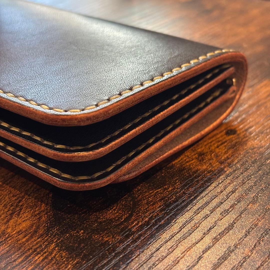 栃木レザー　トラッカーウォレット　茶芯ブラック