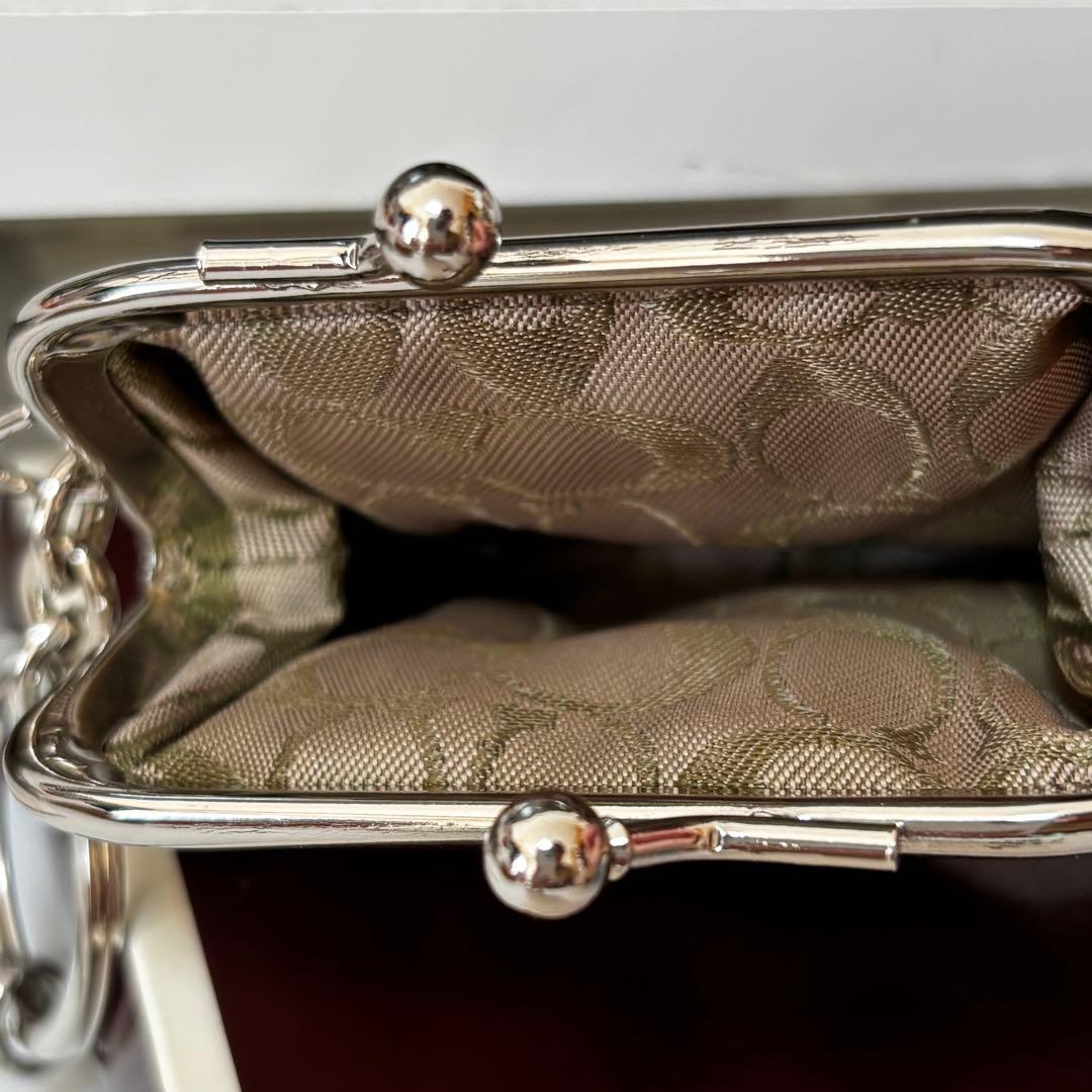 新品 COACH コーチ がま口 キーホルダー 財布 ドット カラフル ホワイト