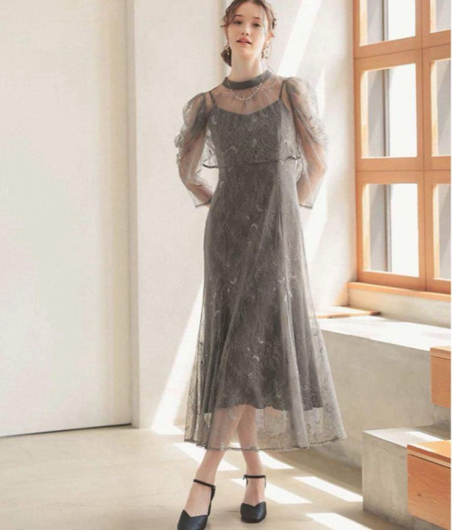 カ★新品タグ付き★ドリードール　ボレロレイヤードレースドレス　グレー