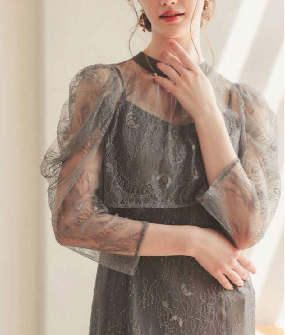 カ★新品タグ付き★ドリードール　ボレロレイヤードレースドレス　グレー