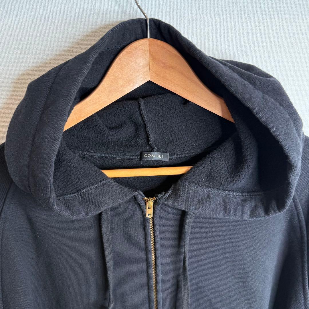 COMOLI コモリ 24aw コットン 裏毛ジップパーカー 黒 サイズ4