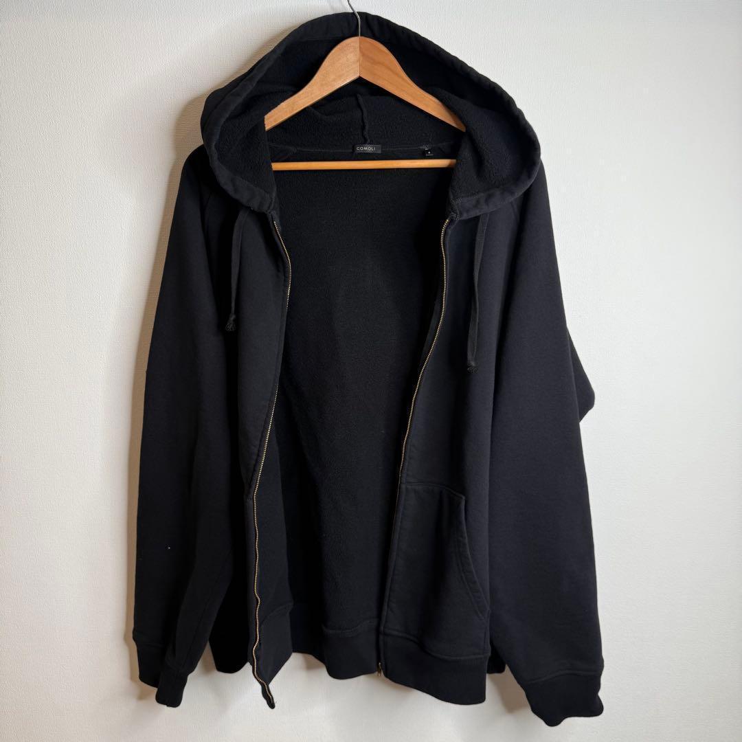 COMOLI コモリ 24aw コットン 裏毛ジップパーカー 黒 サイズ4