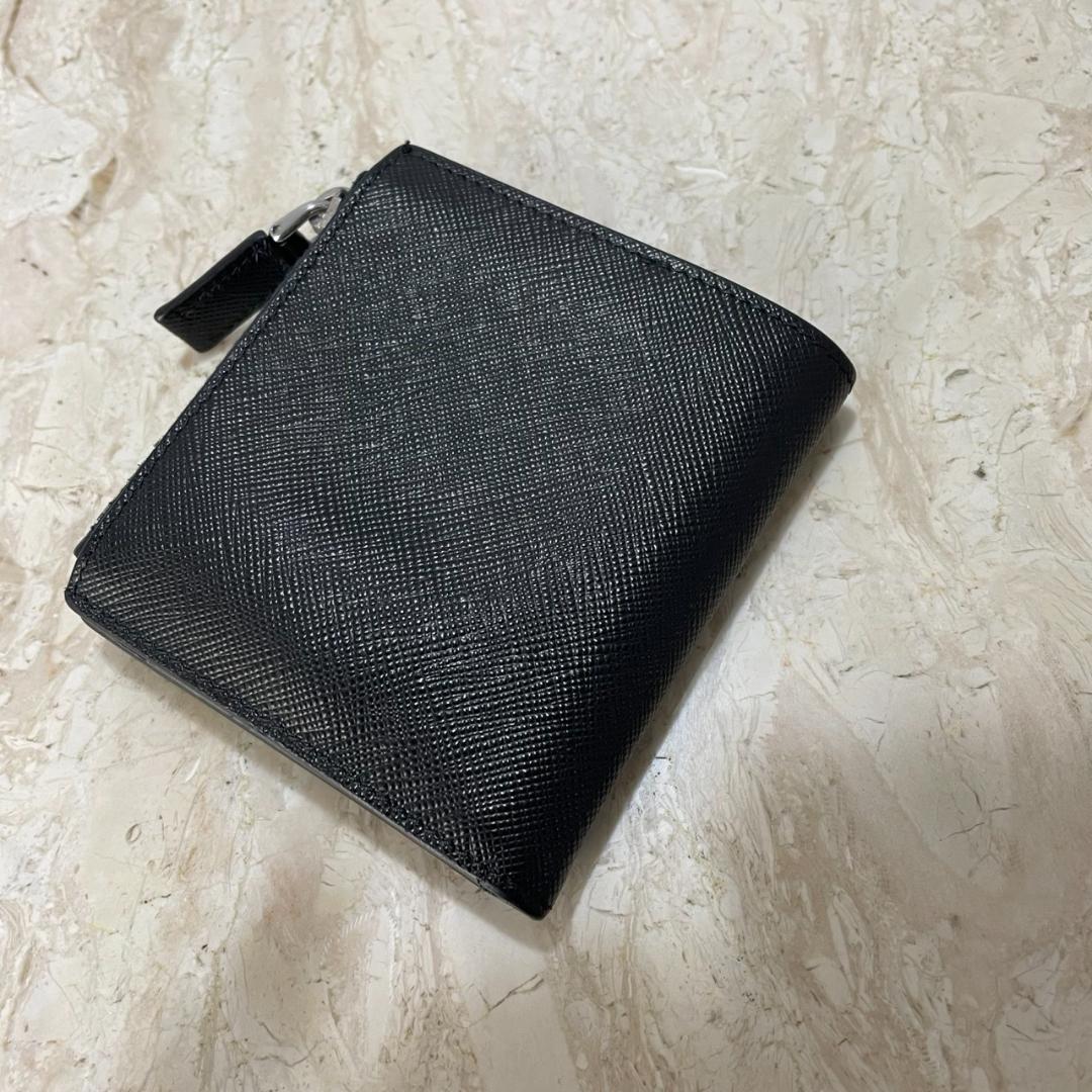 PRADA 二つ折り財布 プラダ サフィアーノ トライアングル 2MC066 黒