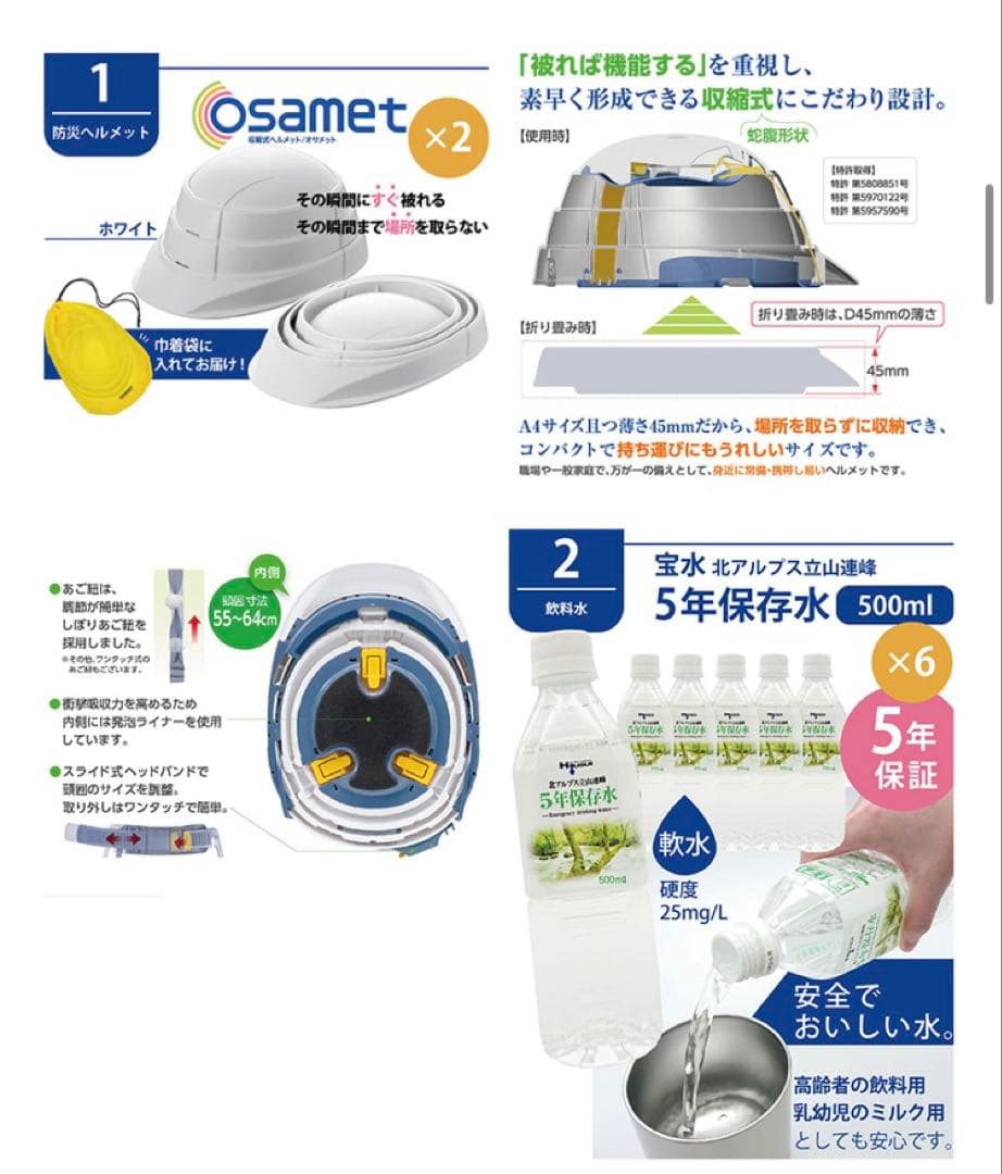 ★新品★オサメット　オリジナル防災リュック＆防災セット　2人用