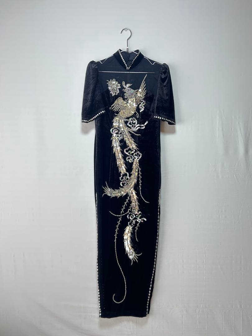 ベロア スパンコール チャイナドレス