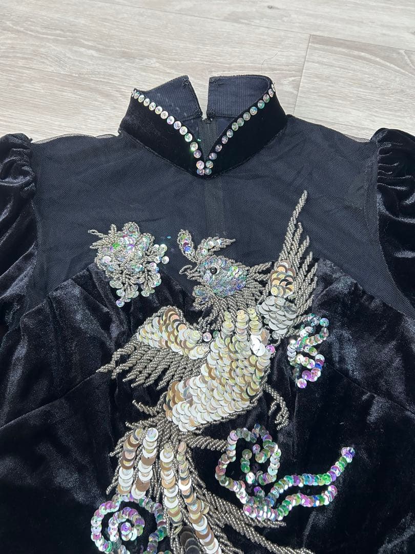 ベロア スパンコール チャイナドレス