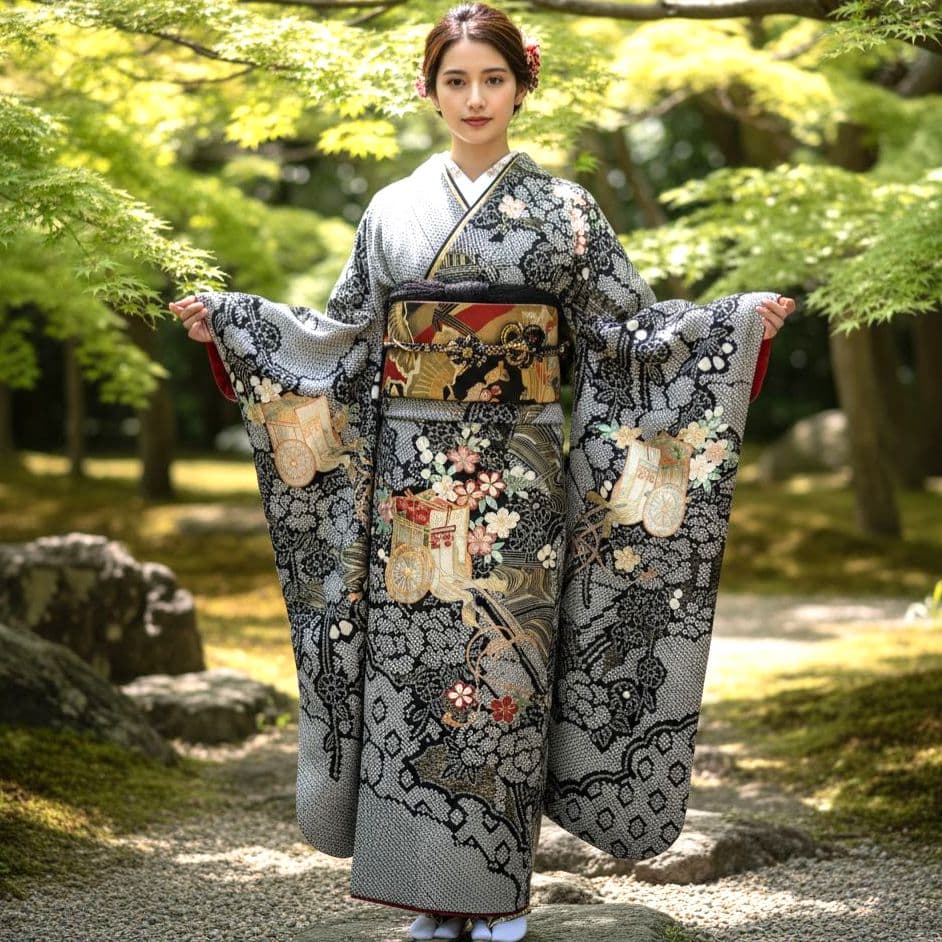 振袖フルセット(8点)・成人式・総絞り・本絞り・金駒刺繍・金彩加工・高級手縫い