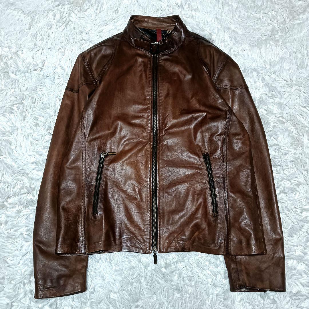 Vera Pelle　ライダースレザージャケット　柔らか軽量　シープスキン　54