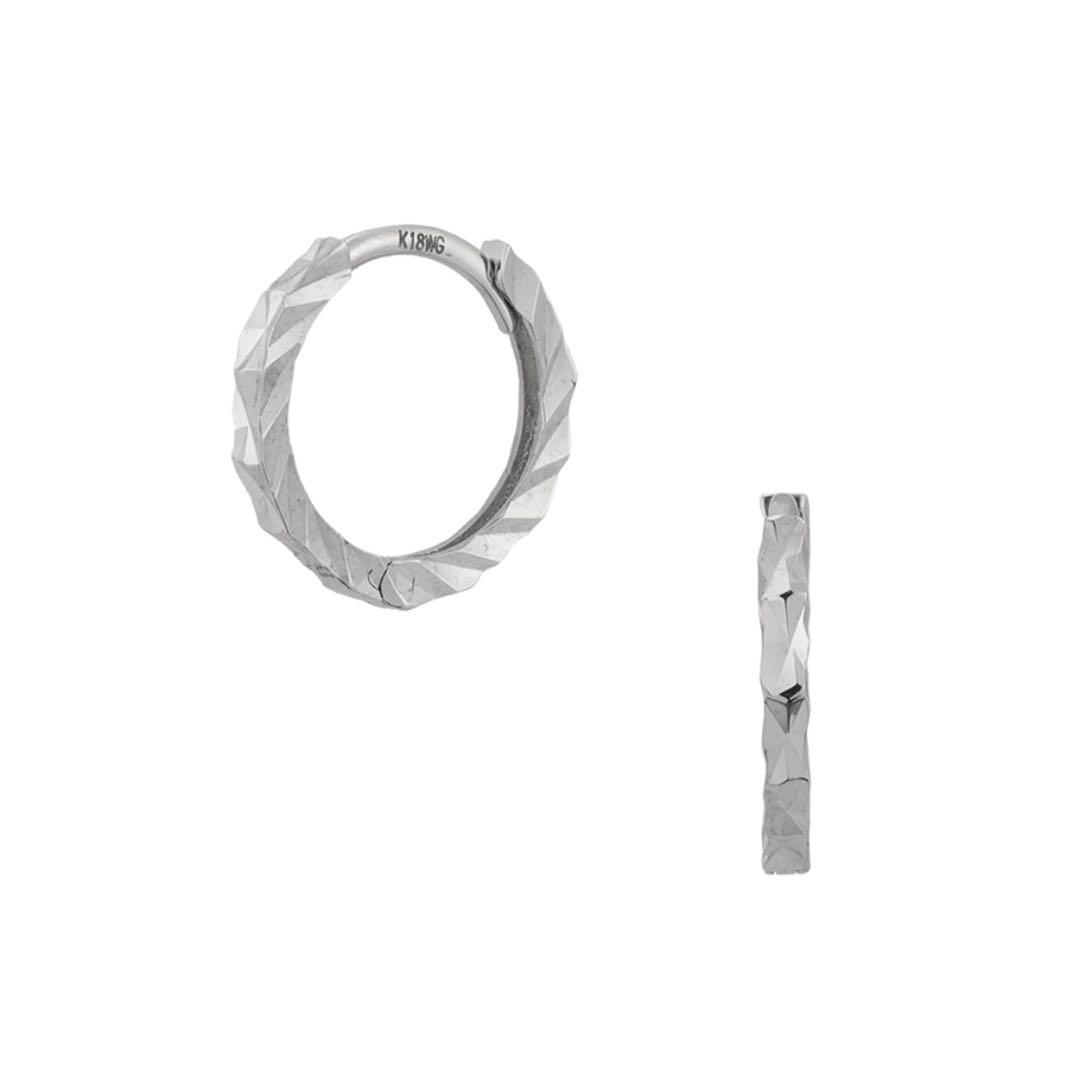 新品 K18 フープ ホワイトゴールド 18金ピアス 刻印あり日本製 ペア ♡⑤