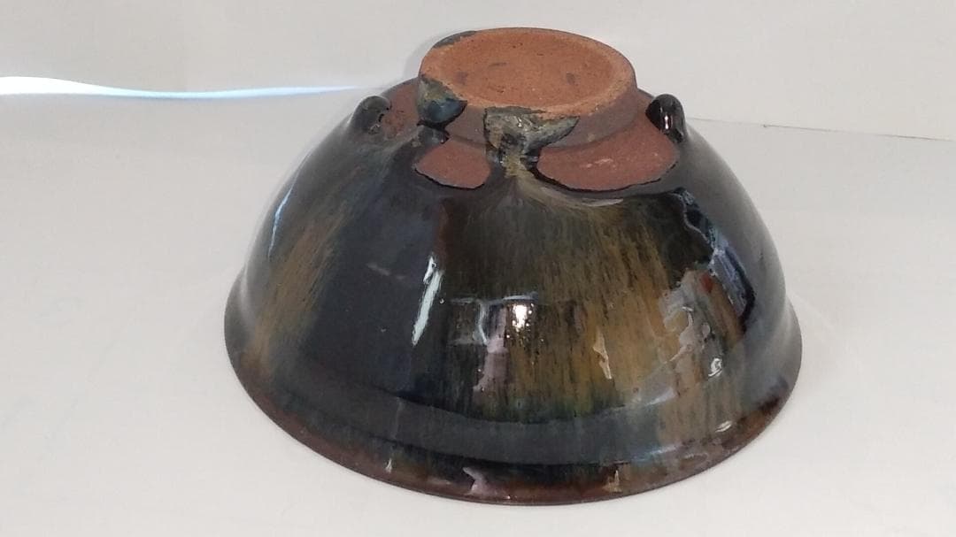 紀州焼 葵窯 寒川栖豊 作 天目形 茶碗 共箱 共布 栞 茶器 抹茶碗 新品