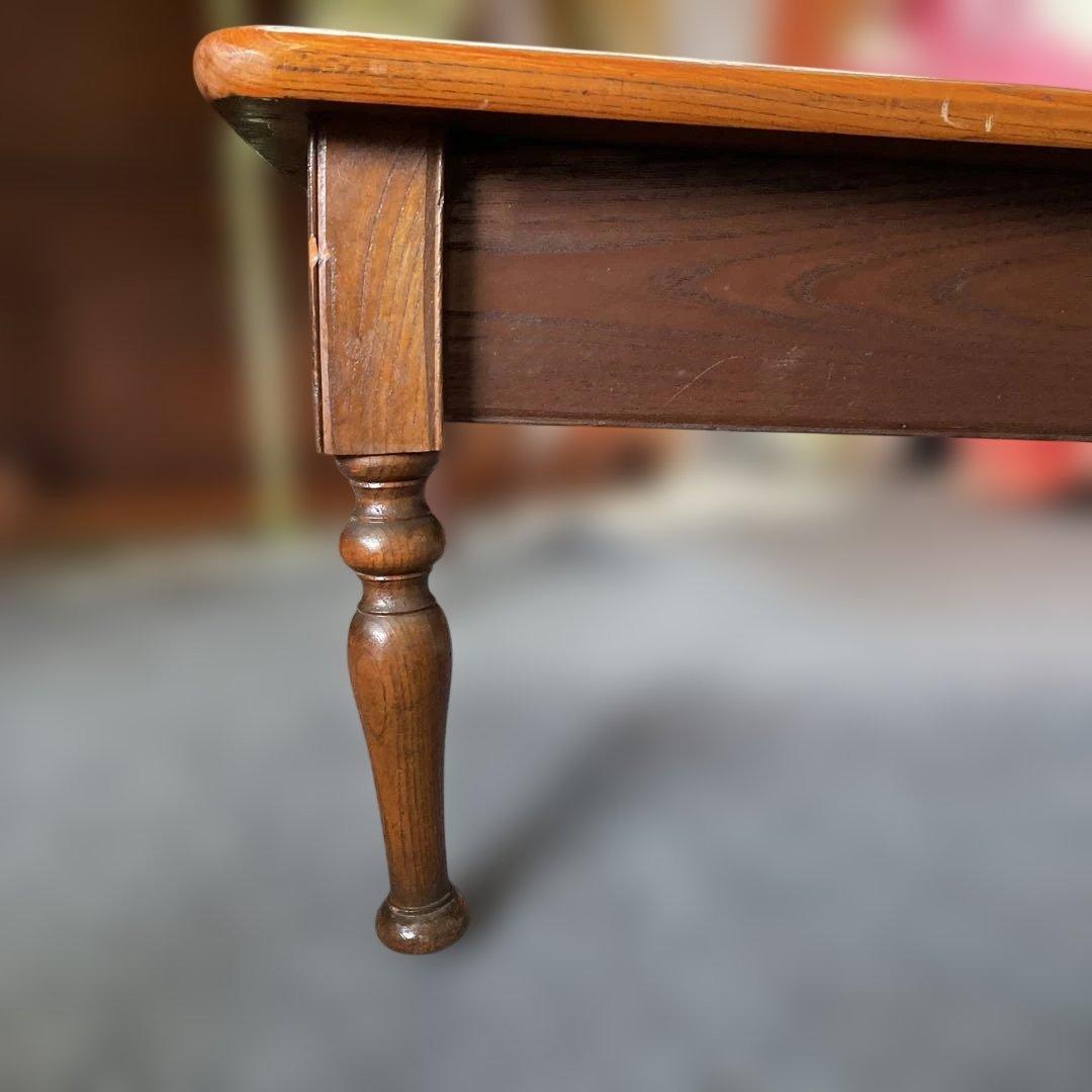 年代物 欅一枚板 文机 ダークブラウン 2引き出し