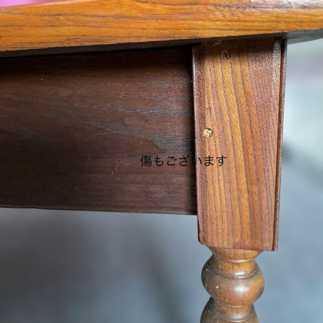 年代物 欅一枚板 文机 ダークブラウン 2引き出し