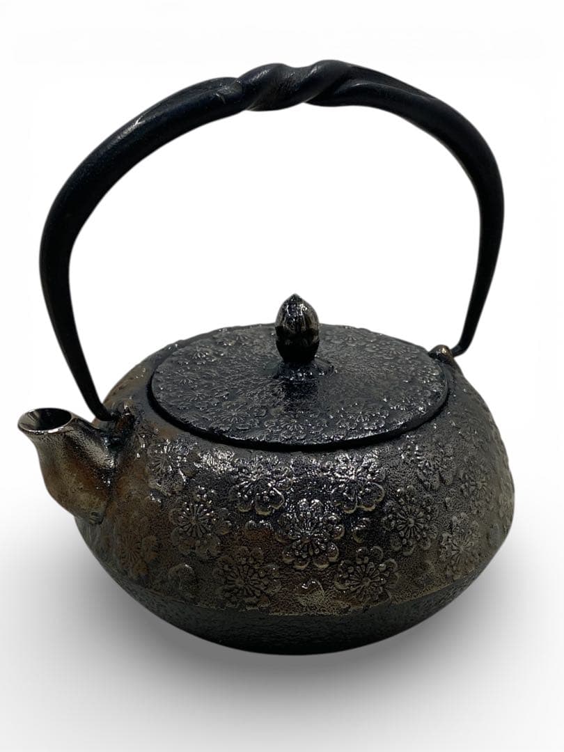 【新品未使用】南部鉄器 急須 照光堂 花文 鉄瓶