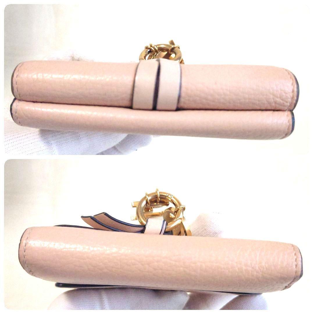 【美品・大人気】クロエ コンパクトウォレット アルファベット チャーム ピンク系