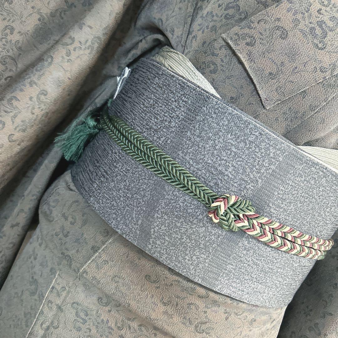 小紋　フルセット　着物　正絹　更紗模様　草花　シック　大人かわいい　k4