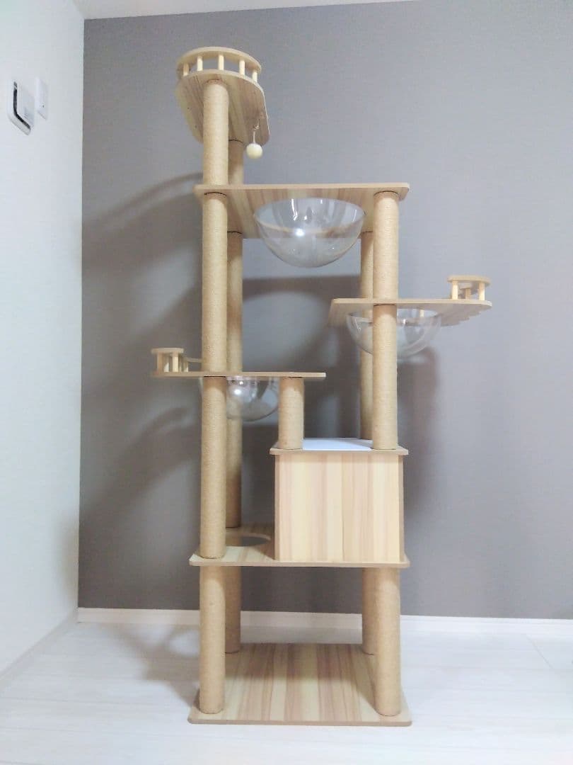 ウッド キャットタワー 185 cm 宇宙船　爪とぎ付　縁張り　木製　ツリー