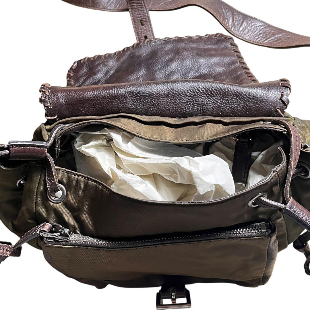 希少　archive PRADA スタッズ　ナイロン　レザー　ショルダーバッグ