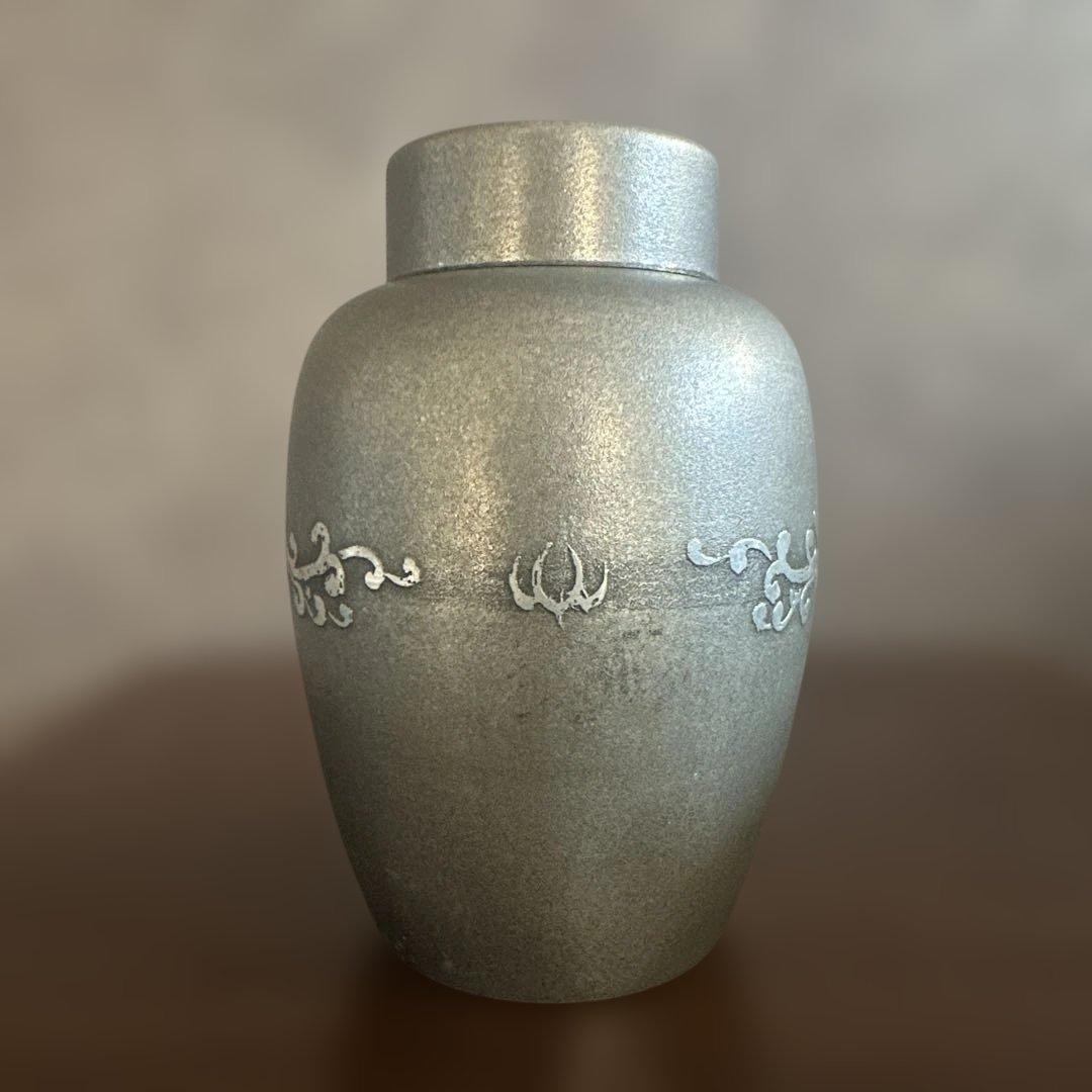 松下喜山 錫 茶入 茶筒 煎茶道 茶道具 昭和 アンティーク 龍