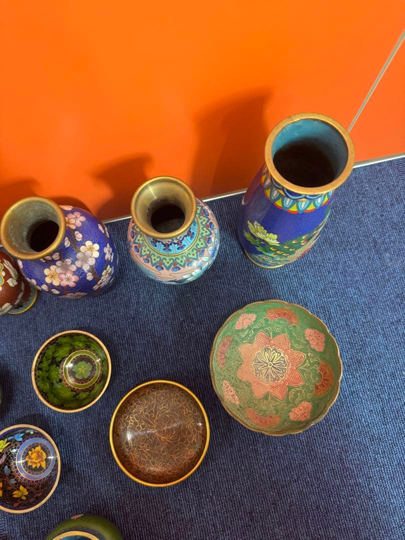 1840  七宝焼　景泰藍　まとめ売り　合計14個　時代物