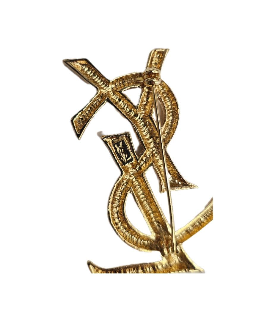 イブサンローラン ロゴブローチ ゴールド