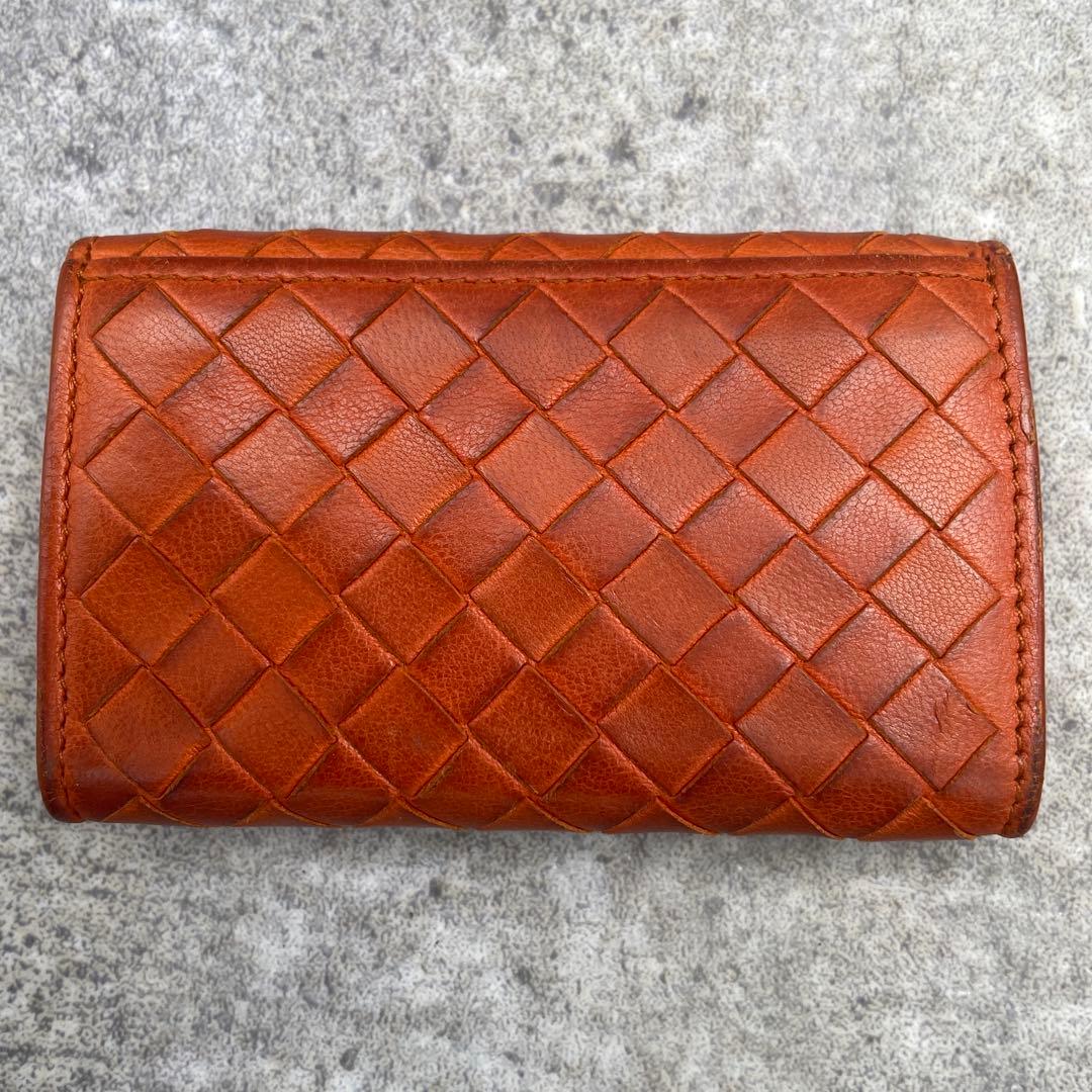 【美品】ボッテガヴェネタ ケース イントレチャート オレンジ レザー