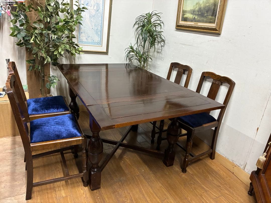 枯鐵☆管402☆イギリス製☆アンティーク☆ドローリーフ☆ダイニングテーブル