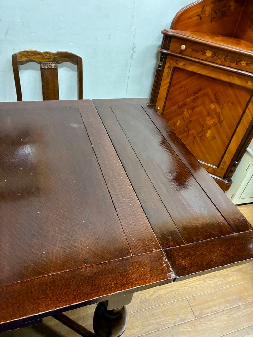 枯鐵☆管402☆イギリス製☆アンティーク☆ドローリーフ☆ダイニングテーブル