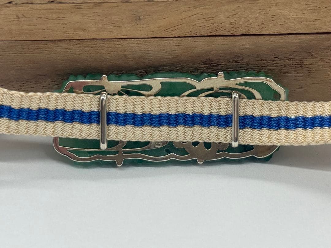 本翡翠　14kホワイトゴルド　重さ約21g 帯留木箱入　送料込み251220