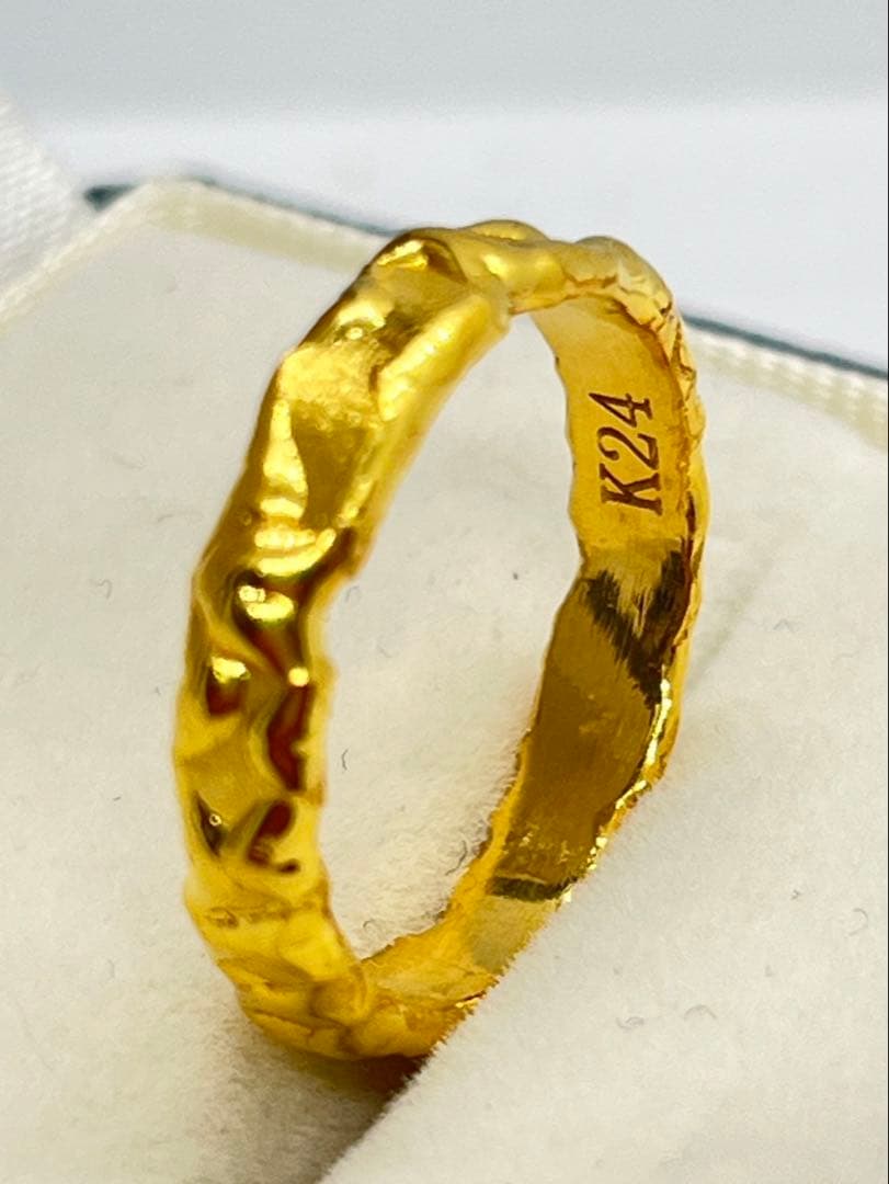 K24 純金 メルトリング 4.86g指輪 リング 刻印あり ハンドメイド