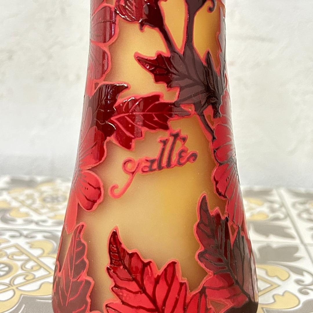 【証明書】　エミールガレ 　花瓶　カメオ彫り　被せガラス　高さ19cm