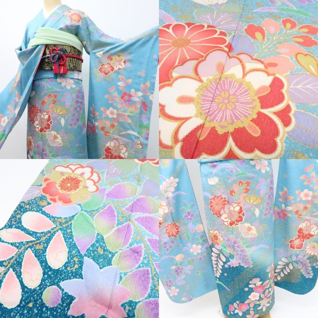 Y2762◇美品 正絹 手縫い仕立て 成人式 振袖 着物