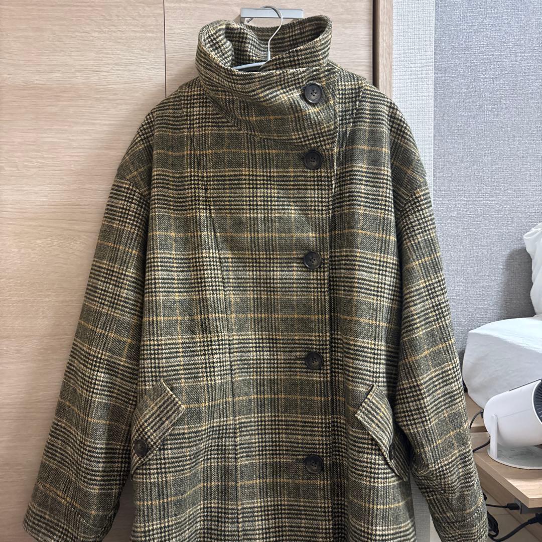 MOUSSY チェック柄 2Wayコート ウール混 アウター グレンチェック