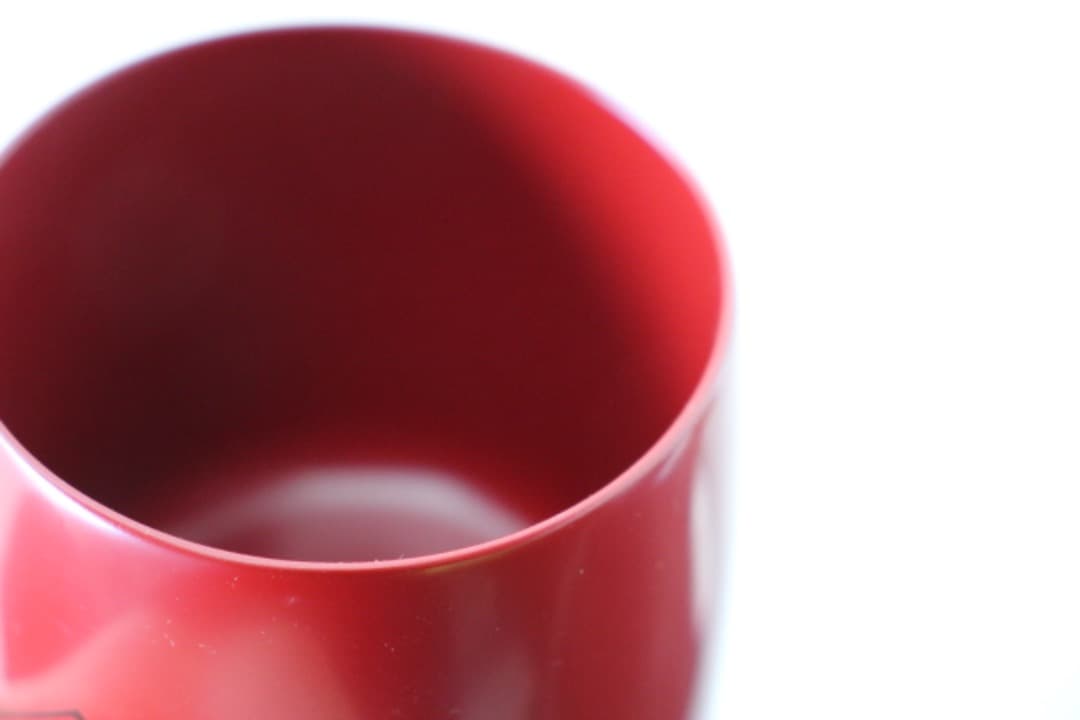 漆工芸　輪島屋善仁　アイスカップ　朱塗　稜線漆絵