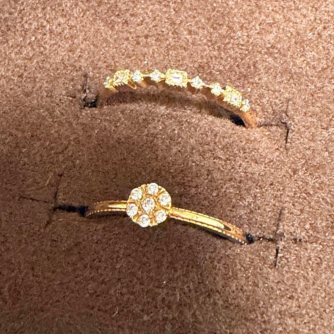 ❤️ちーちゃんママ❤️アガット ダイヤモンド リング指輪 2点 7号 K10