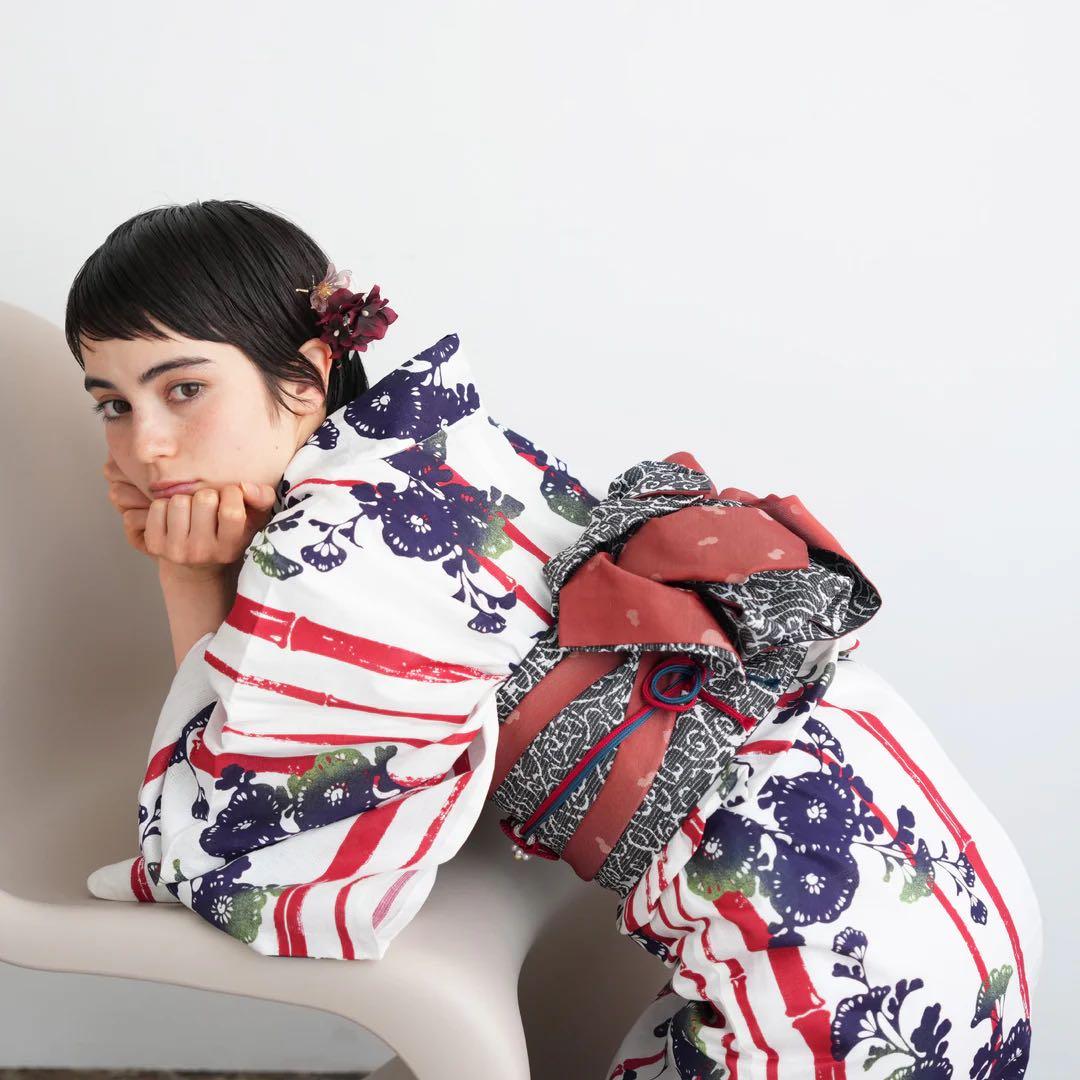 utatane 浴衣3点セット 浴衣・帯・下駄 フリーサイズ