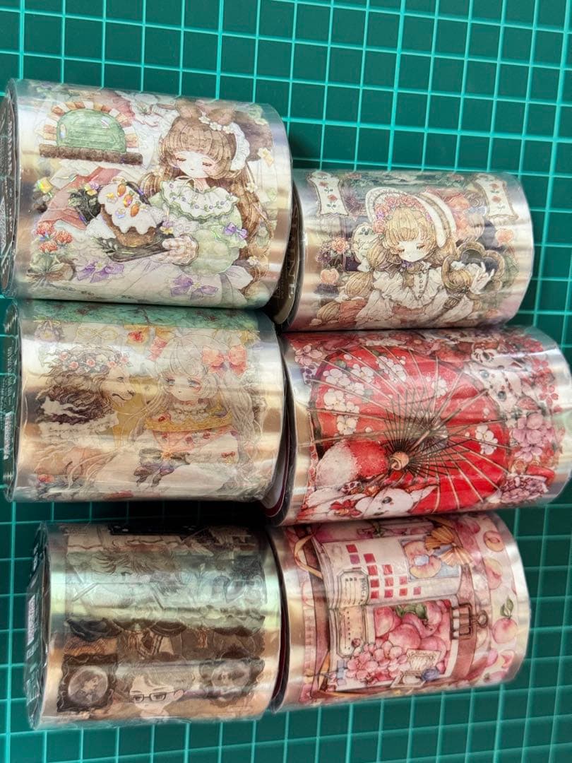 海外マステ 人物マステ 6巻セット マスキングテープ シール 動物 桃 狐