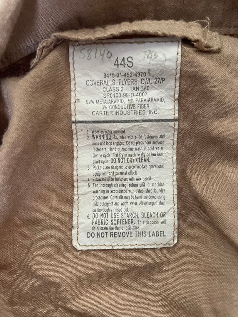 米軍空軍本物アフガニスタン戦争cwu27pデザートタンカラー44Sサイズ希少品