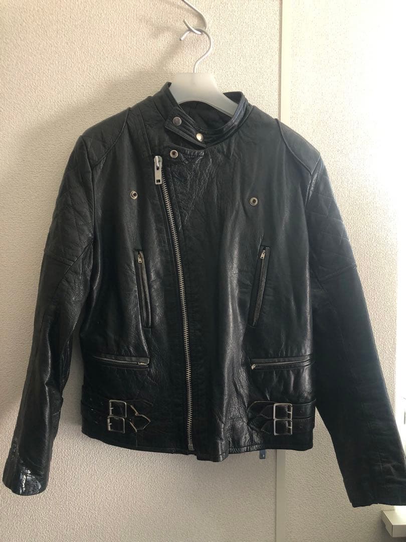 80s ヴィンテージレザーライダースジャケット uk ロンジャン