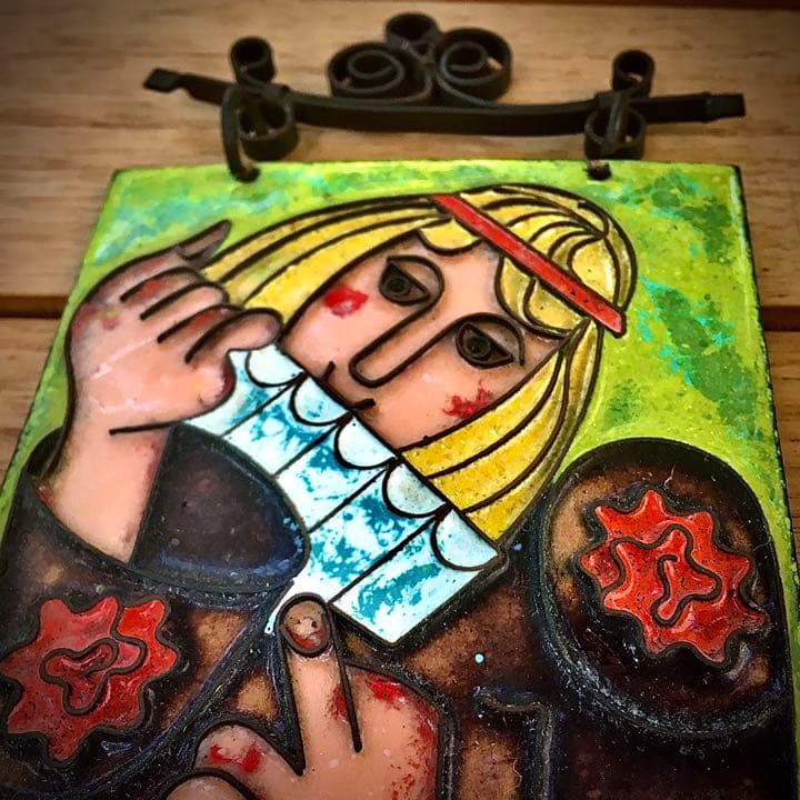 1974年 ロシア（ソ連）モスクワ製造 銅板七宝 タペストリー（ 放浪芸人）