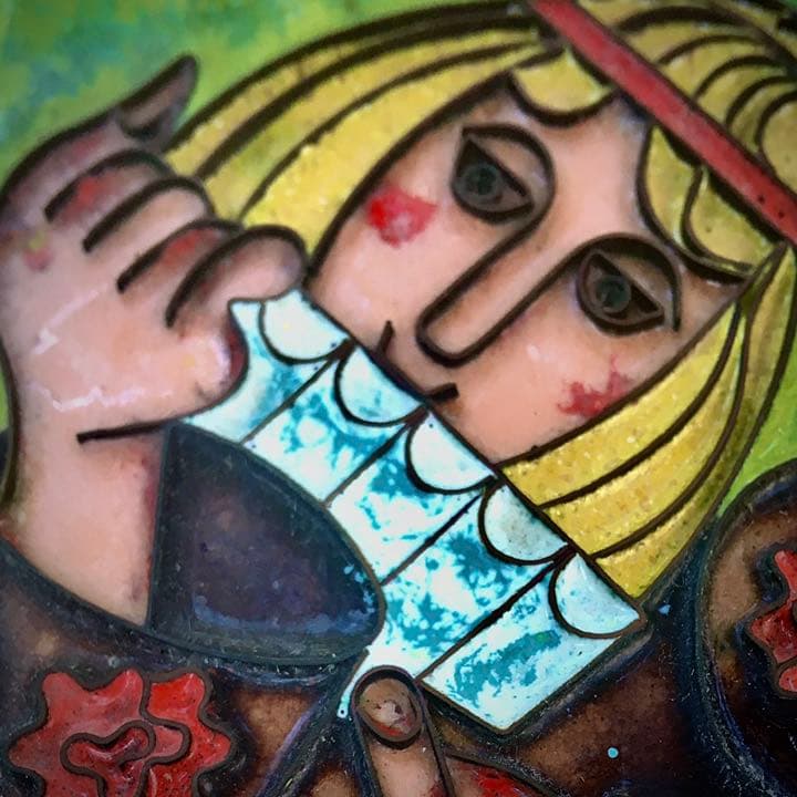 1974年 ロシア（ソ連）モスクワ製造 銅板七宝 タペストリー（ 放浪芸人）