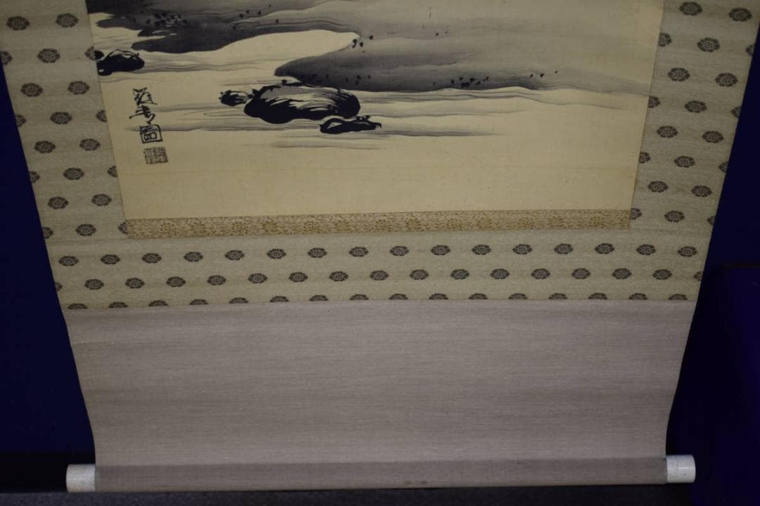 模写/橋本雅邦/山水人物図/布袋屋掛軸HH-429