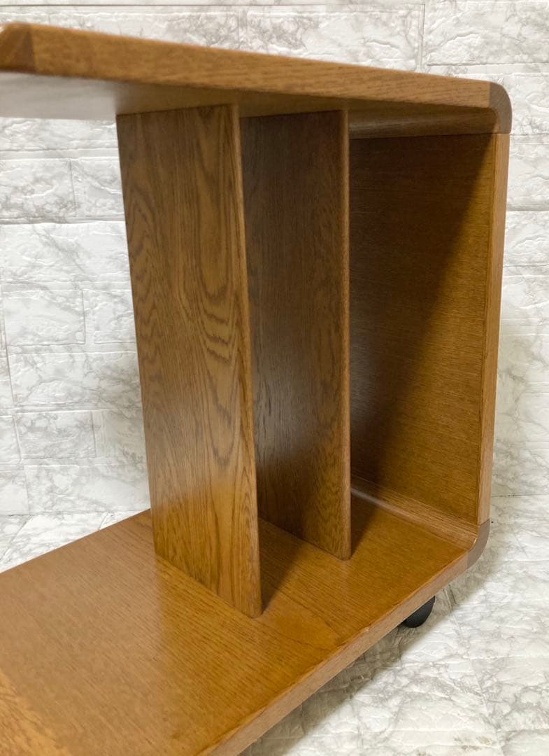 【美品】浜本工芸 サイドテーブル 飾り棚　ローテーブル　天然無垢 オーク材