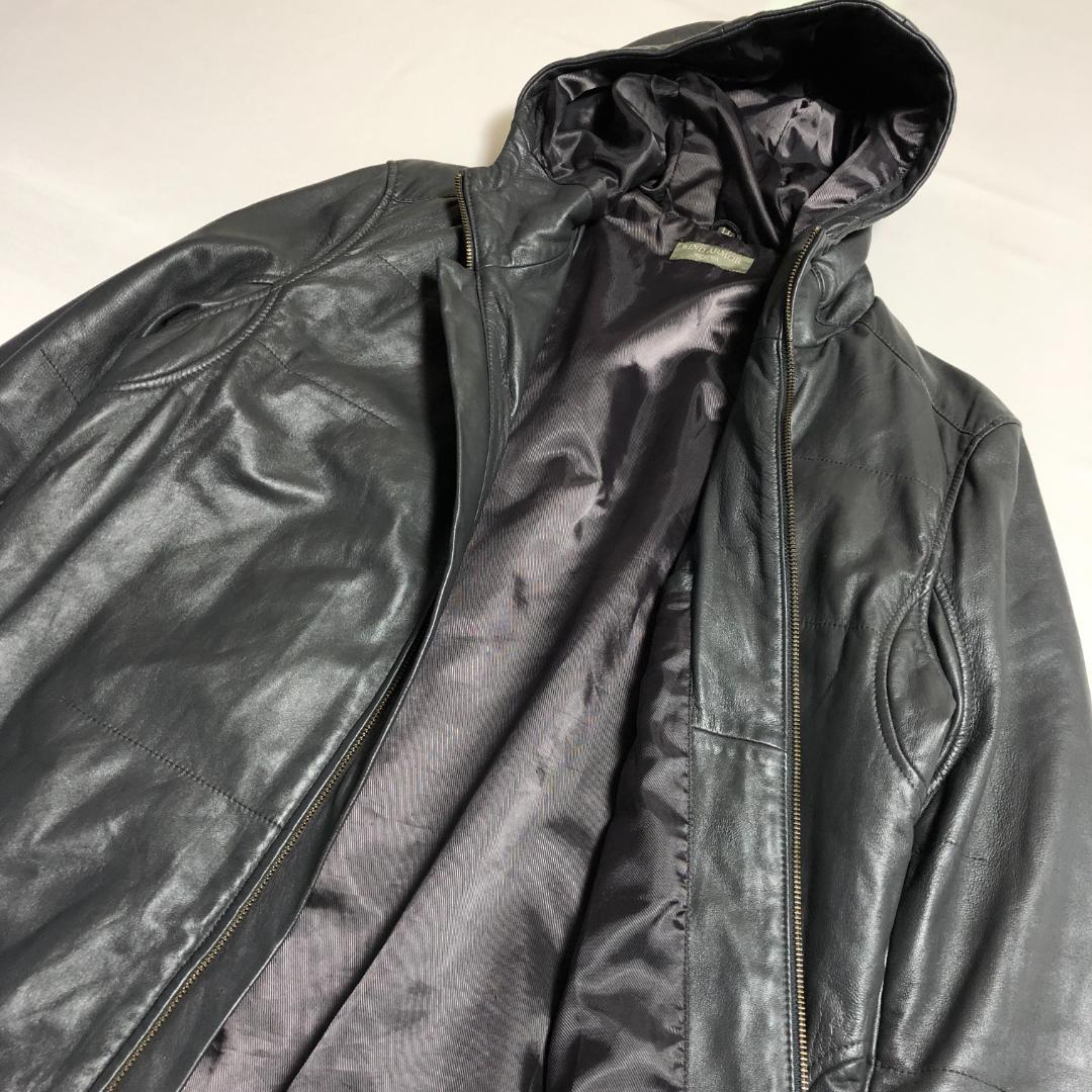 XL 美品　中綿　ウィンドアーマー　レザーパーカー　シングル　レザージャケット