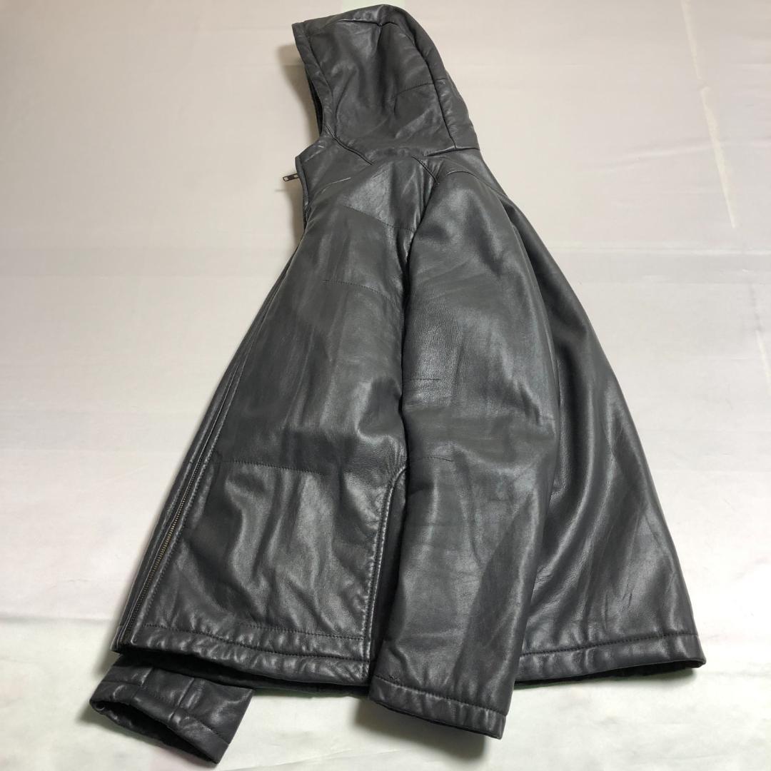 XL 美品　中綿　ウィンドアーマー　レザーパーカー　シングル　レザージャケット