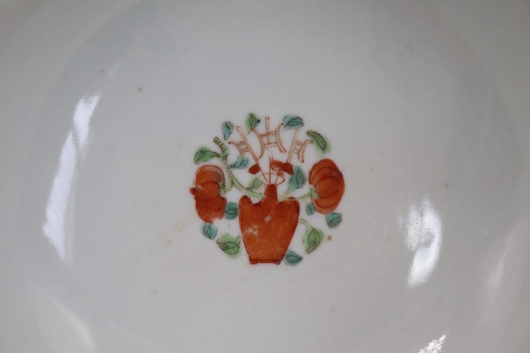 中国　清時代　粉彩碗　福琴紋　大明成化年製　送料込み250529