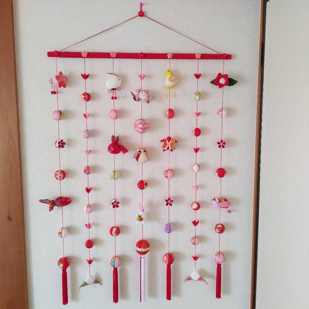 ちりめん細工　おひな様壁掛け下げ飾り(大) 端午の節句壁掛け下げ飾り(大)2点