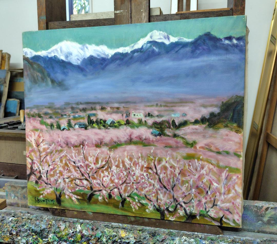 F10「桃の里」絵画 油彩画 油絵 風景画 アート